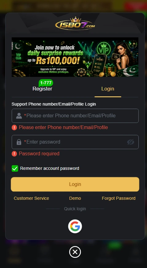 isb07 game login Screenshot 2026
